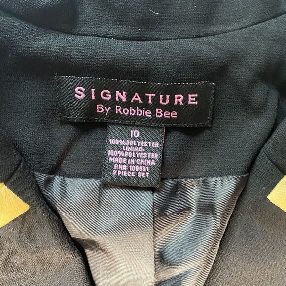 Vintage SIGNATURE ROBBIE BEE Skirt Blouse Suit Polka Dot Peplum Womens 10 Black - Picture 2 of 6